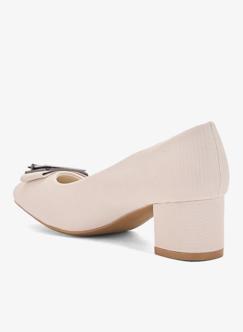 Pink Step Low Block Heeled Pump - Image 3
