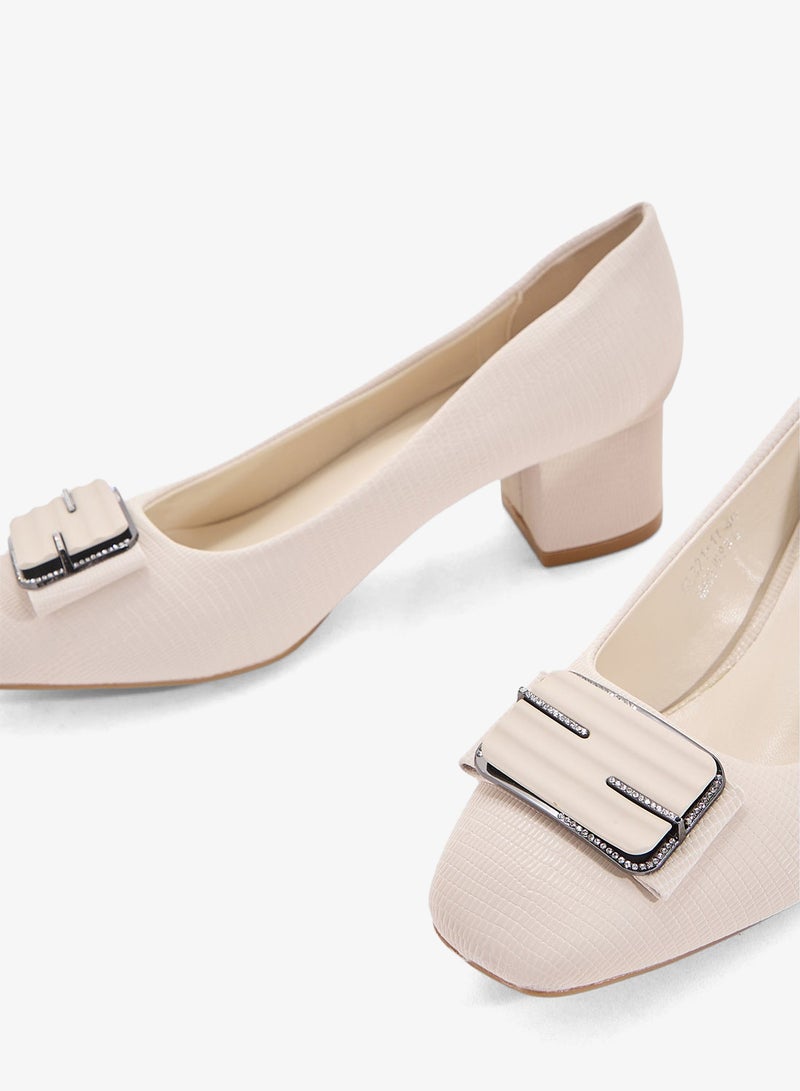 Pink Step Low Block Heeled Pump - Image 4
