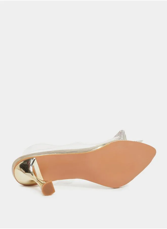 ستايلي Transparent Bow Accent Back Strap Sandals