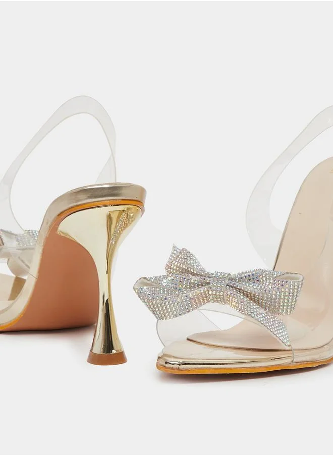ستايلي Transparent Bow Accent Back Strap Sandals