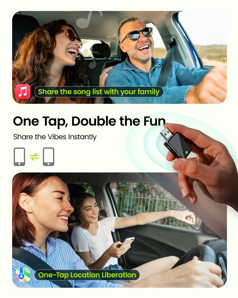 Kello Wireless CarPlay Adapter for Apple Carplay& Android Auto,Convert Wired to Wireless with One Click Multi Device Switch, Fast Auto Connection, Support iOS 10+/Android 11+, OTA Upgrade - Image 3