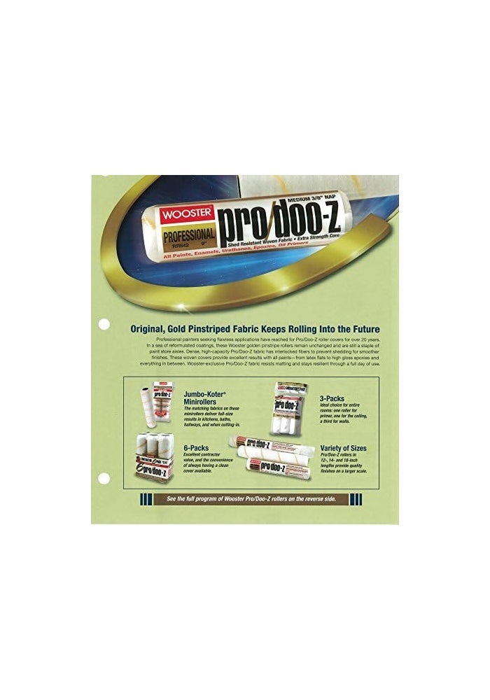 Wooster Brush Pro/Doo-Z Roller Cover 3/8-Inch Nap, 9-Inch - Value 3-Pack for Smooth Finish - Image 2