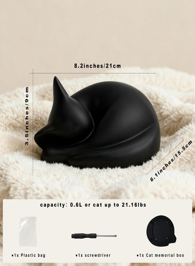 Benzoyl Sleeping Cat Urn for Ashes with Paw Print Kit, Capacity 0.5L, Carefully Handmade Resin Pet Urns for Cats, Thoughtful Pet Loss Gifts and Cat Memorial for Ashes Keepsake (Black) - Image 4