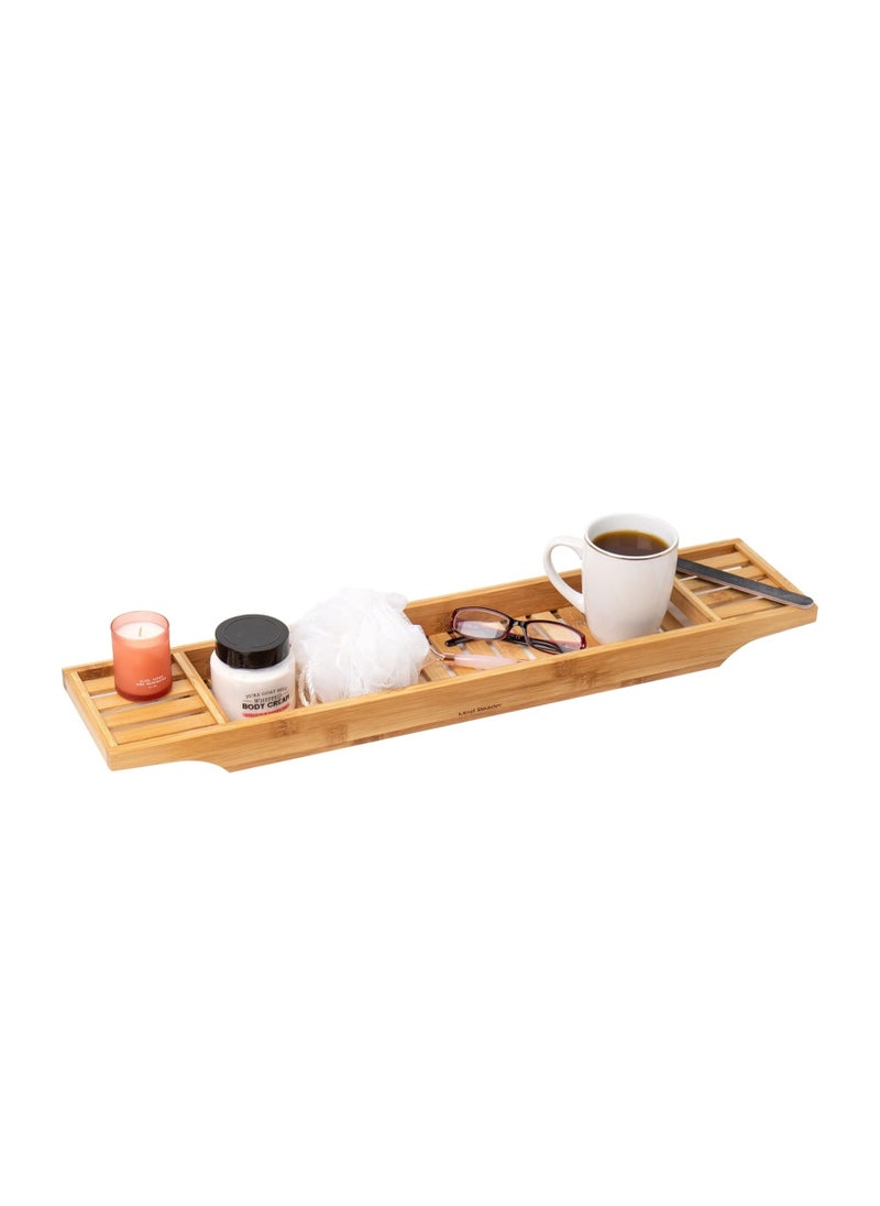 Mind Reader Mind Reader Bathtub Tray, Shower Organizer, Bathroom Accessory, Wood Tray, Rayon from Bamboo, 27.5" L x 5.75" Wx 1.75" H, Brown  - Image 1