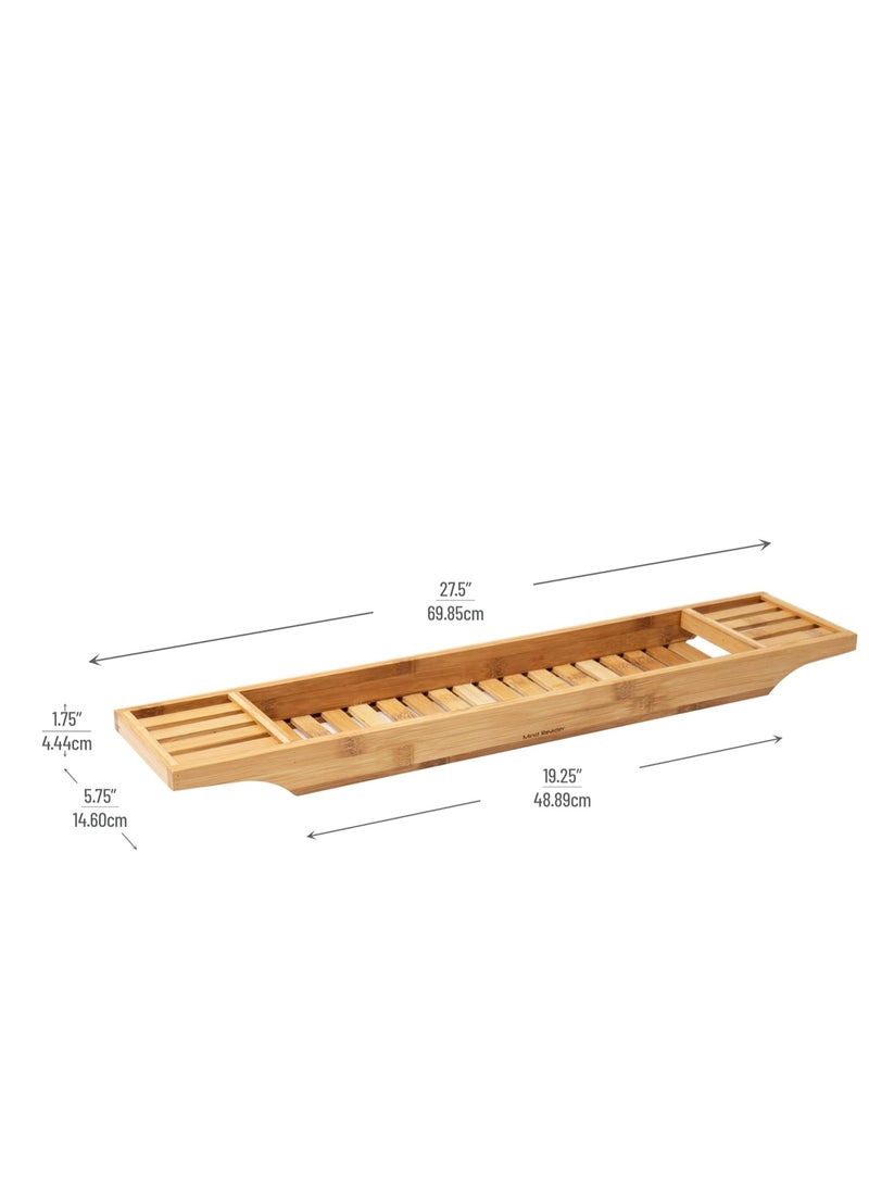 Mind Reader Mind Reader Bathtub Tray, Shower Organizer, Bathroom Accessory, Wood Tray, Rayon from Bamboo, 27.5" L x 5.75" Wx 1.75" H, Brown  - Image 3
