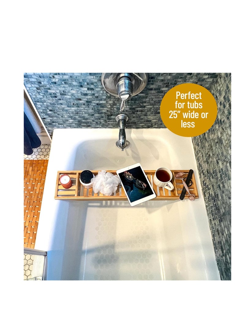 Mind Reader Mind Reader Bathtub Tray, Shower Organizer, Bathroom Accessory, Wood Tray, Rayon from Bamboo, 27.5" L x 5.75" Wx 1.75" H, Brown  - Image 2