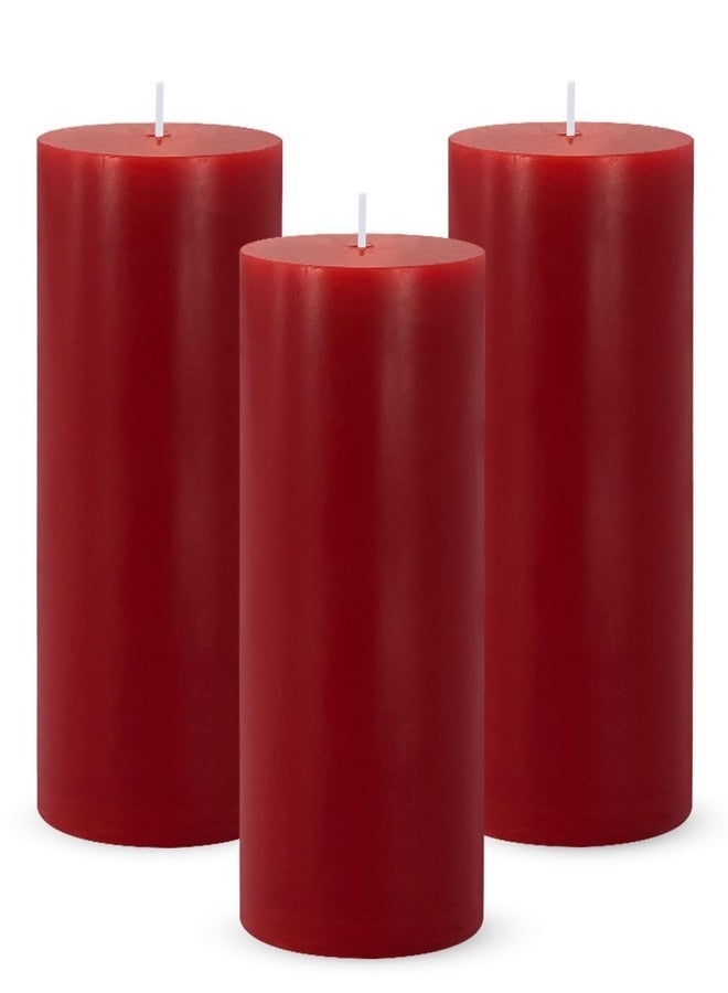 Yusevot 3 Packs 2.8x6 Inch Red Pillar Candles, Unscented Dripless Long Burning Colored Cylinder Candles for Home, Wedding, Party, Dinner Table Emergency Power Outage - Image 1