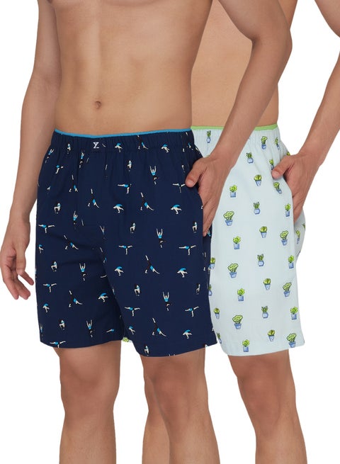 IntelliEaze Super Combed Cotton Boxer Shorts for mens Pack of 2