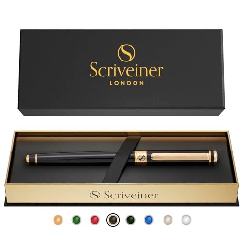 Scriveiner Black Lacquer Rollerball Pen - Stunning Award-Winning Luxury Pen, Schmidt Ink Refill, Best Gift Set for Men & Women, Professional, Executive Office - Image 1