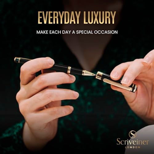 Scriveiner Black Lacquer Rollerball Pen - Stunning Award-Winning Luxury Pen, Schmidt Ink Refill, Best Gift Set for Men & Women, Professional, Executive Office - Image 5