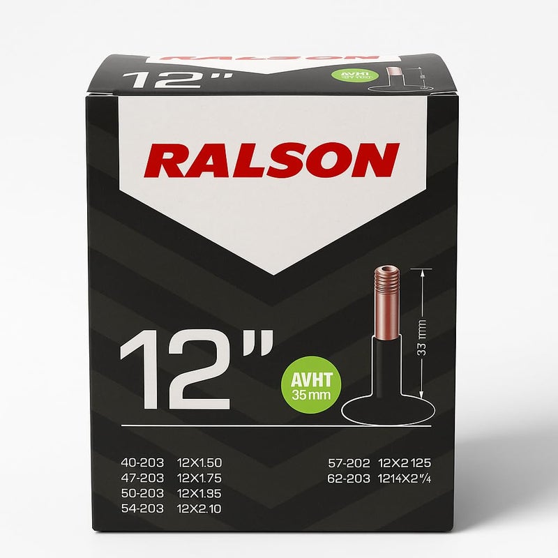RALSON 12 Inch Bicycle Inner Tube (12x1.50–12.1/2x2.1/4) with 35mm AV Valve – Butyl Rubber Bike Tube Fits 40-203, 47-203, 50-203, 54-203, 57-203, 62-203 Kids Bikes, Scooters & Tricycles - Image 2