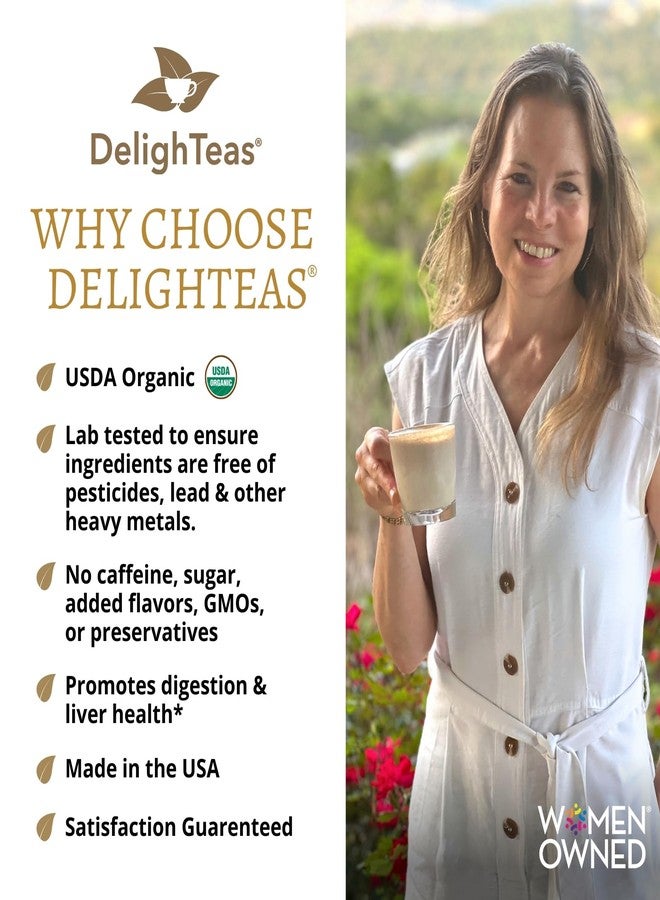 DelighTeas Organic Coffee Alternative | Ayurvedic Herbal Chicory Dandelion Coffee | Coffee Substitute | USDA Organic, Caffeine Free, Gluten Free | With Sweet Notes of Carob | 50 servings, 6oz. - Image 4