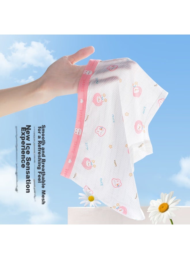 Yuzhaolin Children's Underwear, Girls' Ice Silk Boyshorts, Little Girls' Thin Summer Mesh Breathable Shorts, For Older Children, Square-cut Shorts - Image 3