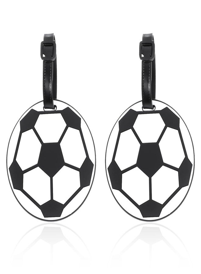 Shimmeroo 2Pcs Soccer Travel Tags for Luggage,PVC Id Tags for Sports & Travel,Cute Soccer Ball Name Label for Luggage Identifiers Backpacks Duffels Men Women Team Players - Image 1