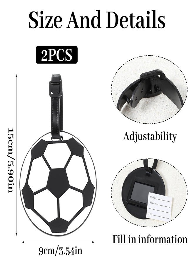 Shimmeroo 2Pcs Soccer Travel Tags for Luggage,PVC Id Tags for Sports & Travel,Cute Soccer Ball Name Label for Luggage Identifiers Backpacks Duffels Men Women Team Players - Image 2
