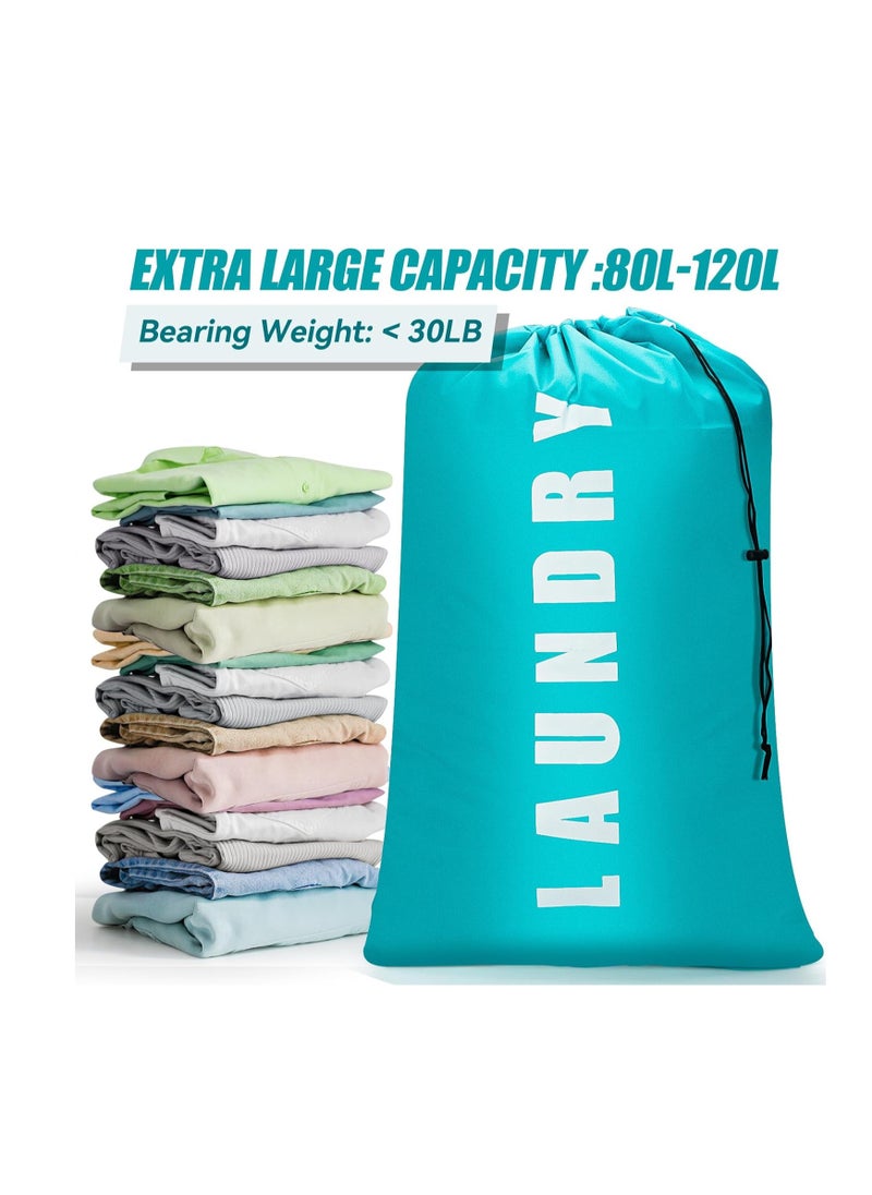SYOSI Laundry Bag, Laundry Bags for Dorm, Travel Laundry Bags for Dirty Clothes,Large Laundry Bags for Traveling,Laundry Bags for Camp, 24" x 36" Cyan + Gray  - Image 2