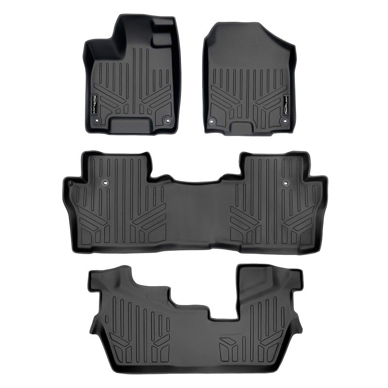 SMARTLINER Custom Fit Floor Mats 3 Row Liner Set Black for 2016-2022 Honda Pilot (No Elite Models)