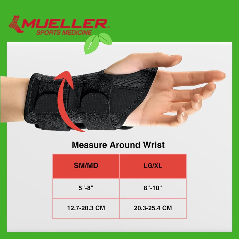 MUELLER Sports Medicine Green Fitted Wrist Brace, Wrist Pain Relief Support for Men and Women, Ideal for Carpal Tunnel, Tendinitis, Arthritis, Left Hand, Black, Large/X-Large - Image 2