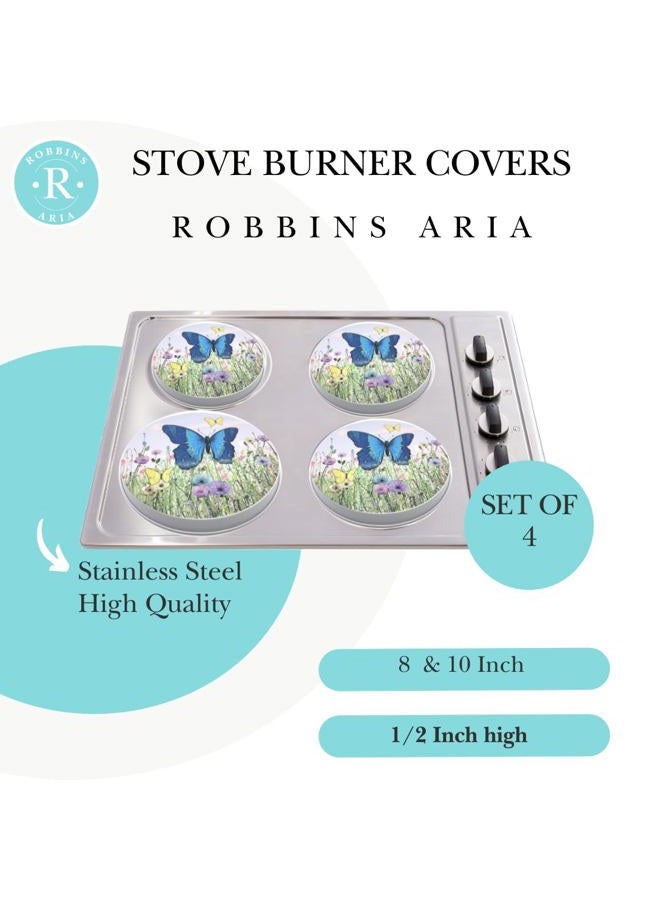 Robbins Aria Electric Stove Burner Covers - Protect Stovetop - Set of 4, 10 and 8 inches - Butterfly Electric Stove Covers - Image 3
