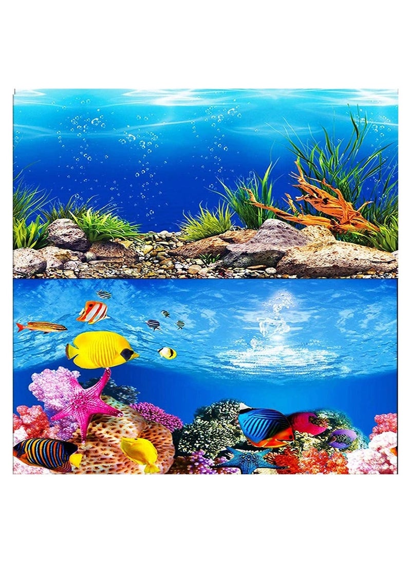 Generic Aquarium Backgrounds 3D Double Sided Fish Tank Poster Decoration Paper Cling Decals Wallpaper Sticker Backdrop Image Decor 48 x 20 Inch 1 Pcs  - Image 1
