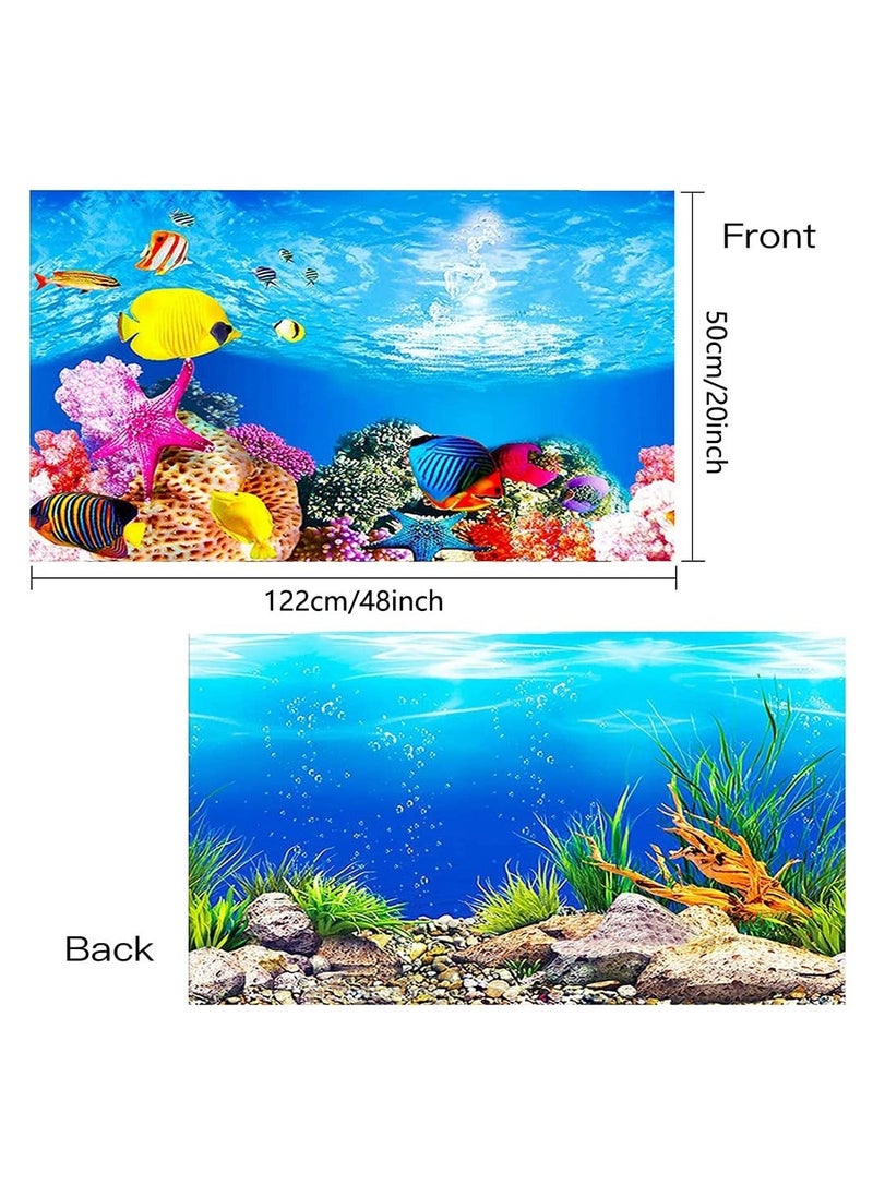 Generic Aquarium Backgrounds 3D Double Sided Fish Tank Poster Decoration Paper Cling Decals Wallpaper Sticker Backdrop Image Decor 48 x 20 Inch 1 Pcs  - Image 4