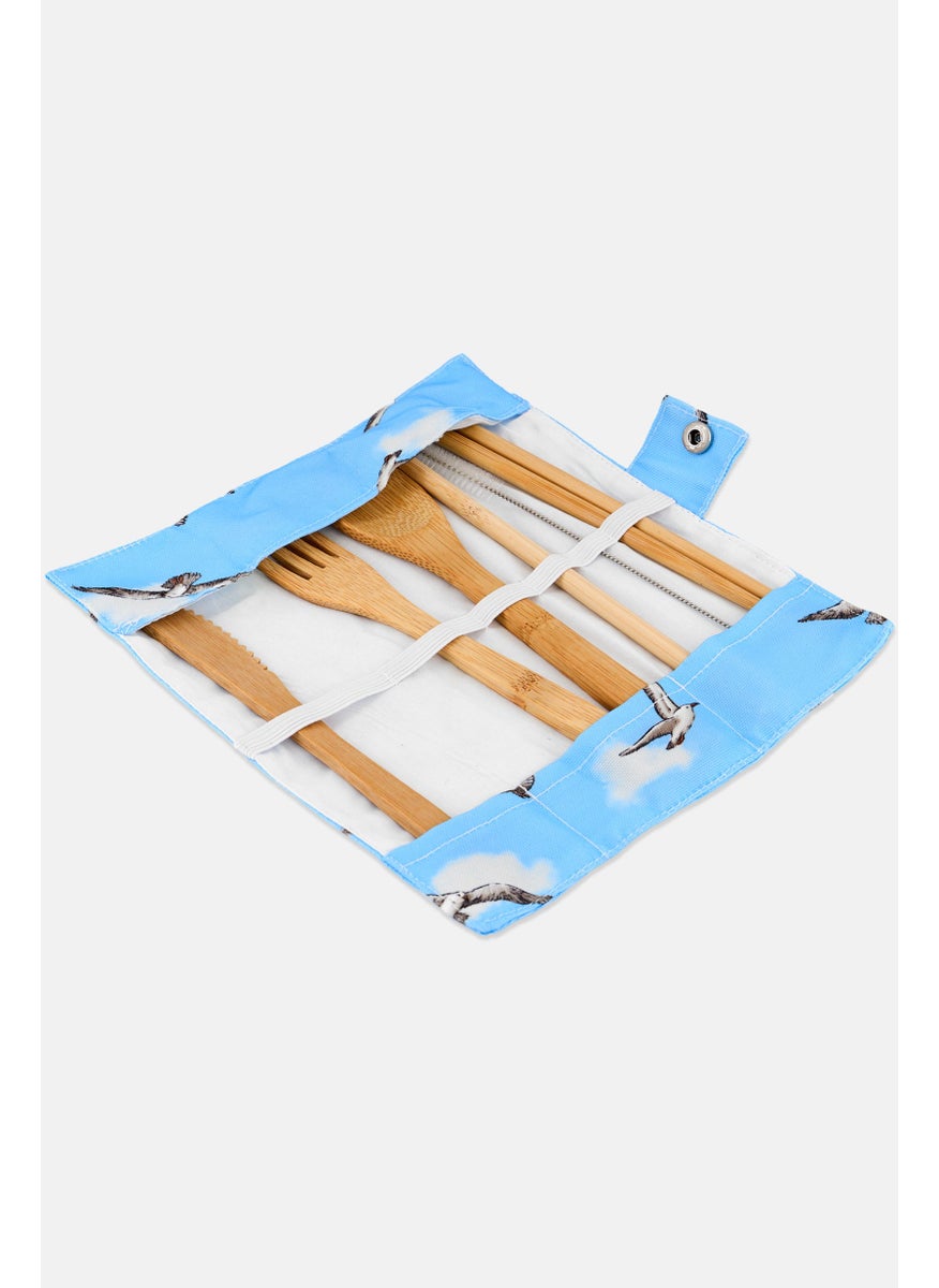 Biodegradable Bamboo Cutlery Set With Canvas Wrap, Blue - pzsku/ZBFAA745DE0DA01E0B058Z/45/_/1738764346/bd6acebe-68e9-4da2-879d-70aead8f266b