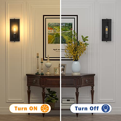 FadimiKoo Farmhouse Black Wall Sconces, Vintage Wall Sconces Lighting Set of 2, Indoor Rustic Hardwired Wall Decor for Living Room Bedroom Hallway - Image 4