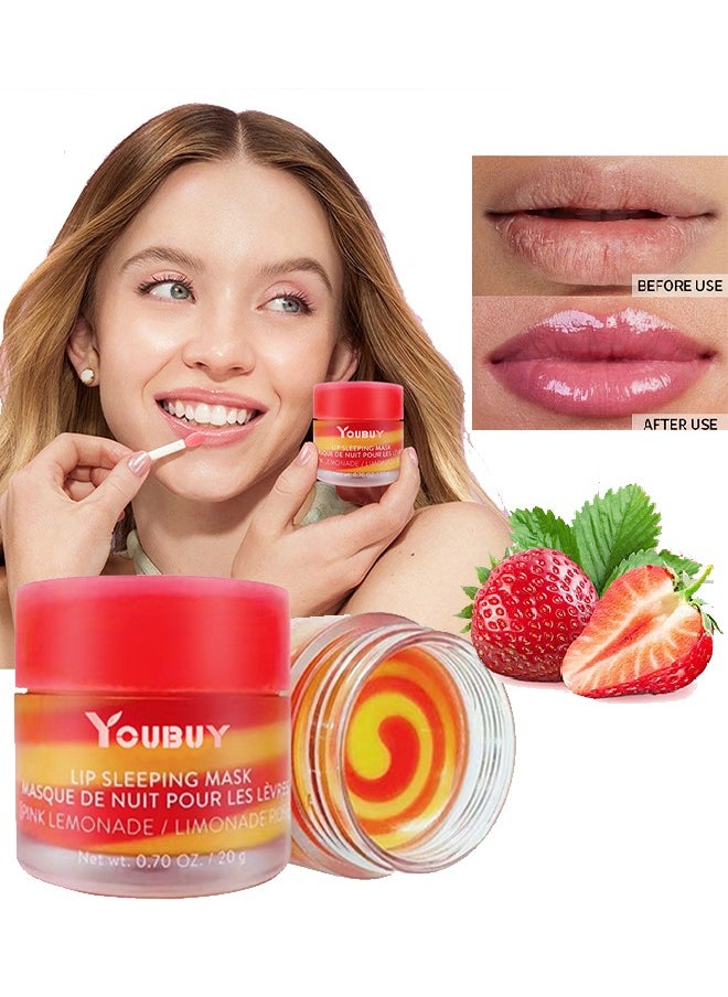 YOUBUY Moisturizing and Tender Lip Sleeping Mask- Dry and Cracked Lips Mask Exfoliator and Moisturizer Tinted Lip Balm for Soothing Antioxidants Smooth and Soft Lip Mask, with a Small Spoon Set 20g  - Image 1