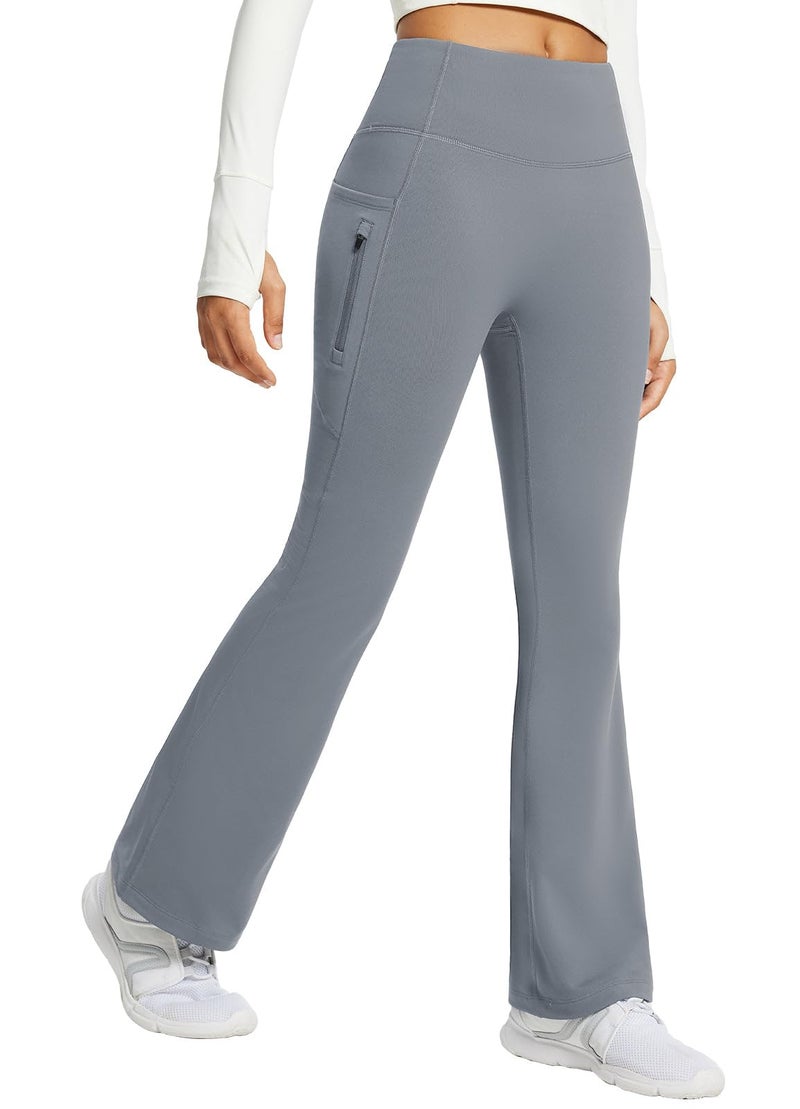 baleaf Women's Fleece Lined Pants Winter Thermal Warm Yoga Pants Flare Leggings Waterproof Warm Bell Bottom Leggings with Pockets 29'' Grey 2XL - Image 1