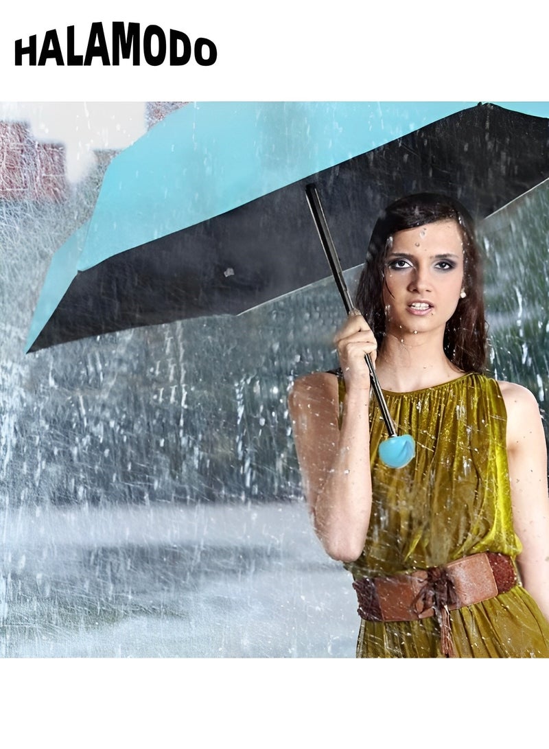 HALAMODO Mini Travel Umbrella, Mini Windproof Folding Travel Umbrella, Portable Lightweight Compact Parasol, with 95% UV Protection for Rain and Sun, Popular Style Umbrella for Men and Women  - Image 4