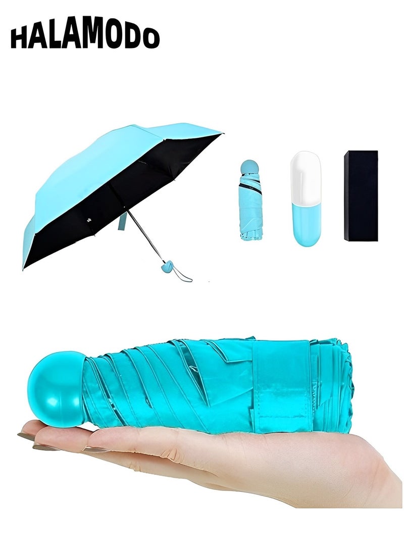 HALAMODO Mini Travel Umbrella, Mini Windproof Folding Travel Umbrella, Portable Lightweight Compact Parasol, with 95% UV Protection for Rain and Sun, Popular Style Umbrella for Men and Women  - Image 3