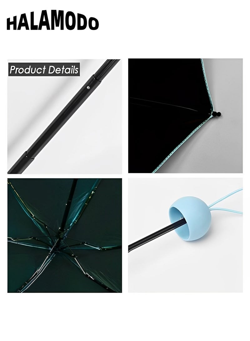 HALAMODO Mini Travel Umbrella, Mini Windproof Folding Travel Umbrella, Portable Lightweight Compact Parasol, with 95% UV Protection for Rain and Sun, Popular Style Umbrella for Men and Women  - Image 5