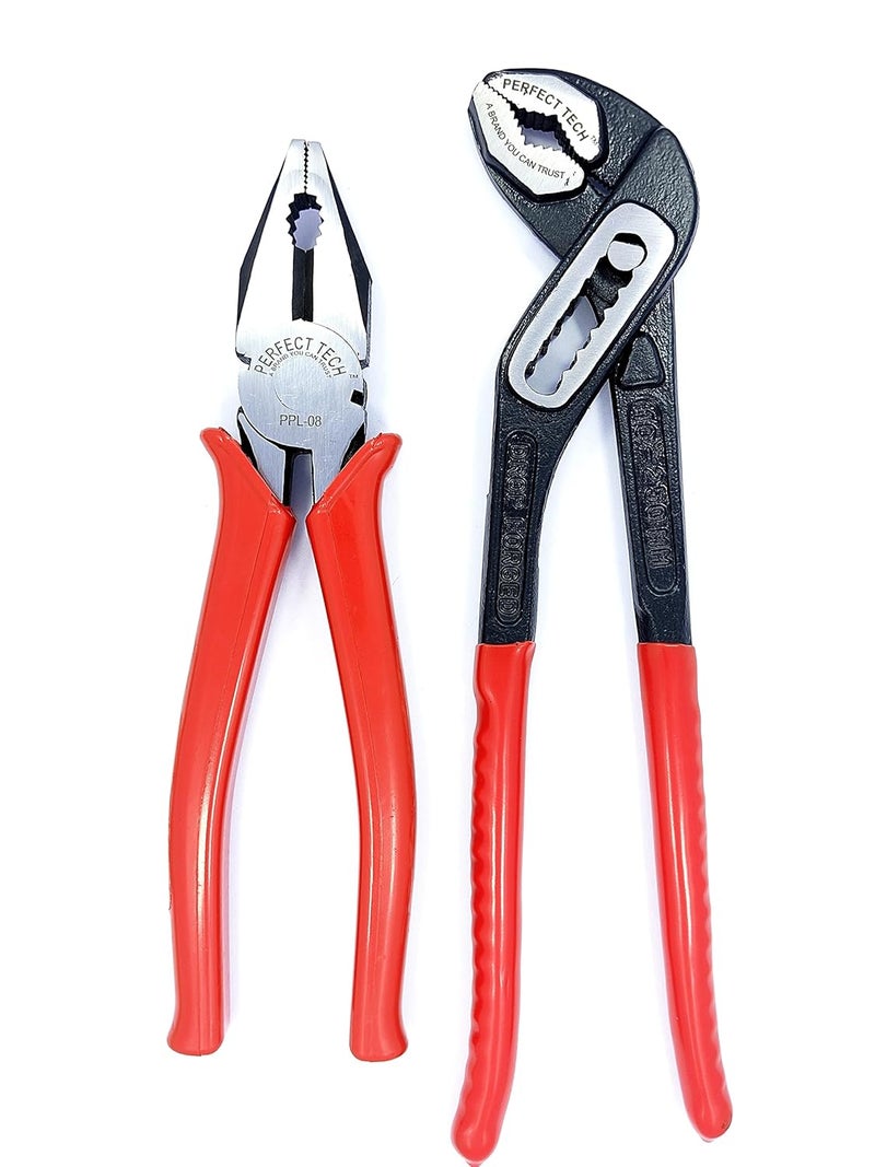 PERFECT TECH COMBO OF 10" WATER PUMP PLIER BOX TYPE & 8" COMBINATION PLIER (LINEMAN PLIER) FOR MULTIPURPOSE USE - Image 1