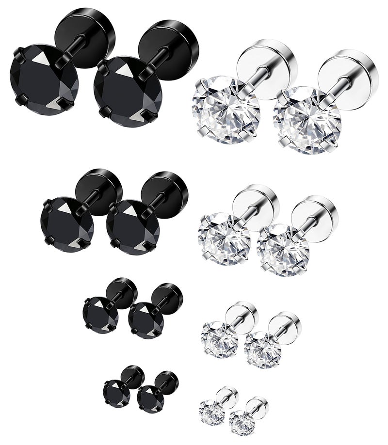 ORAZIO 18G 20G Hypoallergenic Flat Back Earrings for Women Men Surgical Stainless Steel Stud Earrings Cubic Zirconia Flatback Studs Cartilage Earrings for Sensitive Ears - Image 1