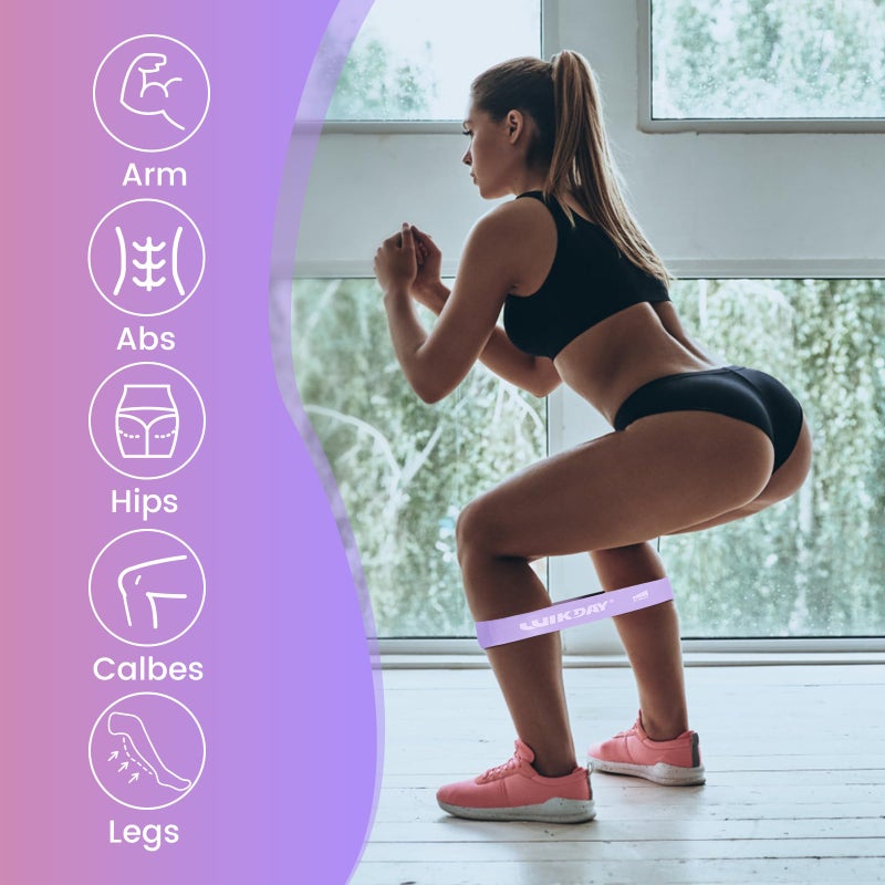 WIKDAY Resistance Bands for Working Out Exercise Loop Bands Workout Bands Set for Men Women Body Stretching, Training, Home Workout, Physical Therapy, Booty Legs, Set of 5 (Pastel) - Image 4