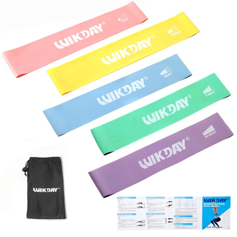 WIKDAY Resistance Bands for Working Out Exercise Loop Bands Workout Bands Set for Men Women Body Stretching, Training, Home Workout, Physical Therapy, Booty Legs, Set of 5 (Pastel) - Image 1