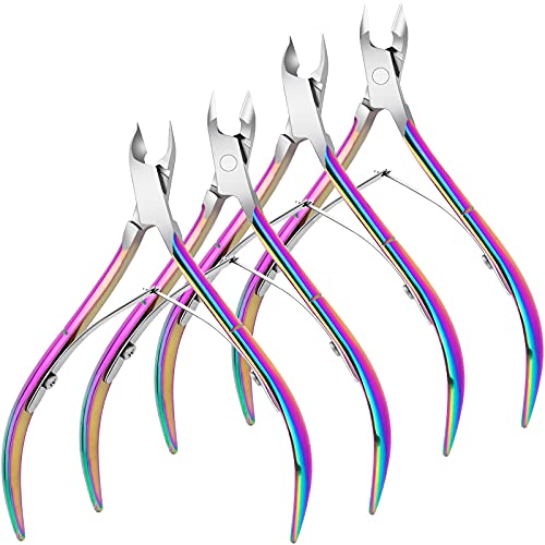 Awpeye 4 Packs Cuticle Nipper Premium Stainless Steel Cuticle Trimmer for Manicure Pedicure at HomeSpaSalon Rainbow Color - Image 2
