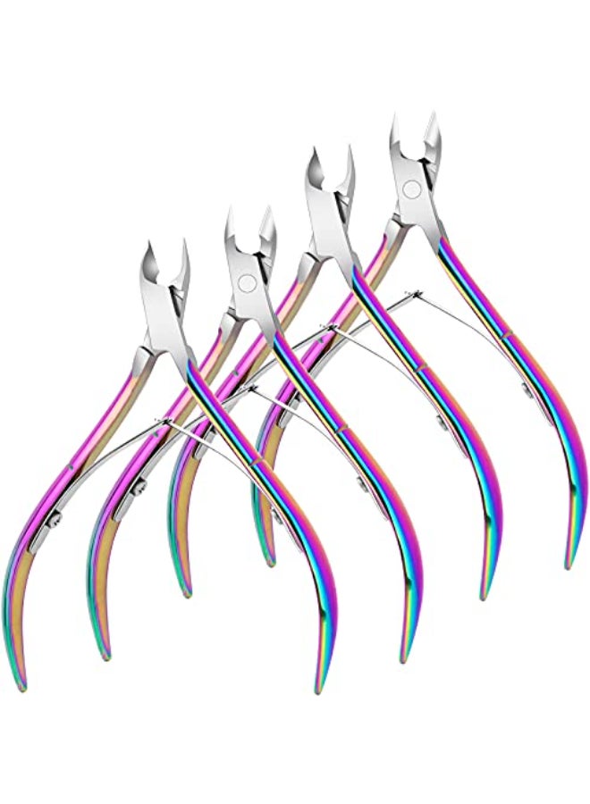 Awpeye 4 Packs Cuticle Nipper Premium Stainless Steel Cuticle Trimmer for Manicure Pedicure at HomeSpaSalon Rainbow Color - Image 1