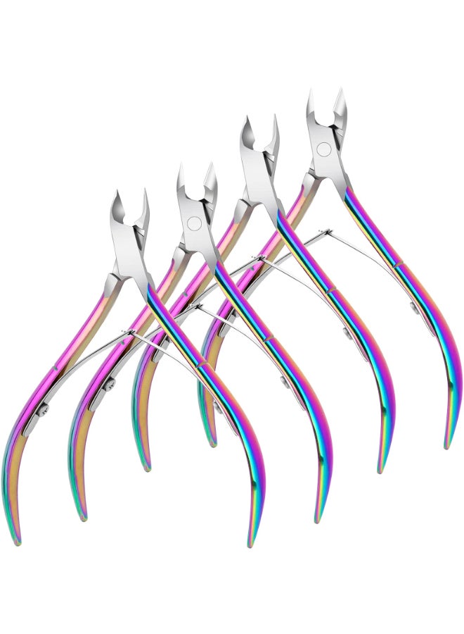 Awpeye 4 Packs Cuticle Nipper Premium Stainless Steel Cuticle Trimmer for Manicure Pedicure at HomeSpaSalon Rainbow Color - Image 3
