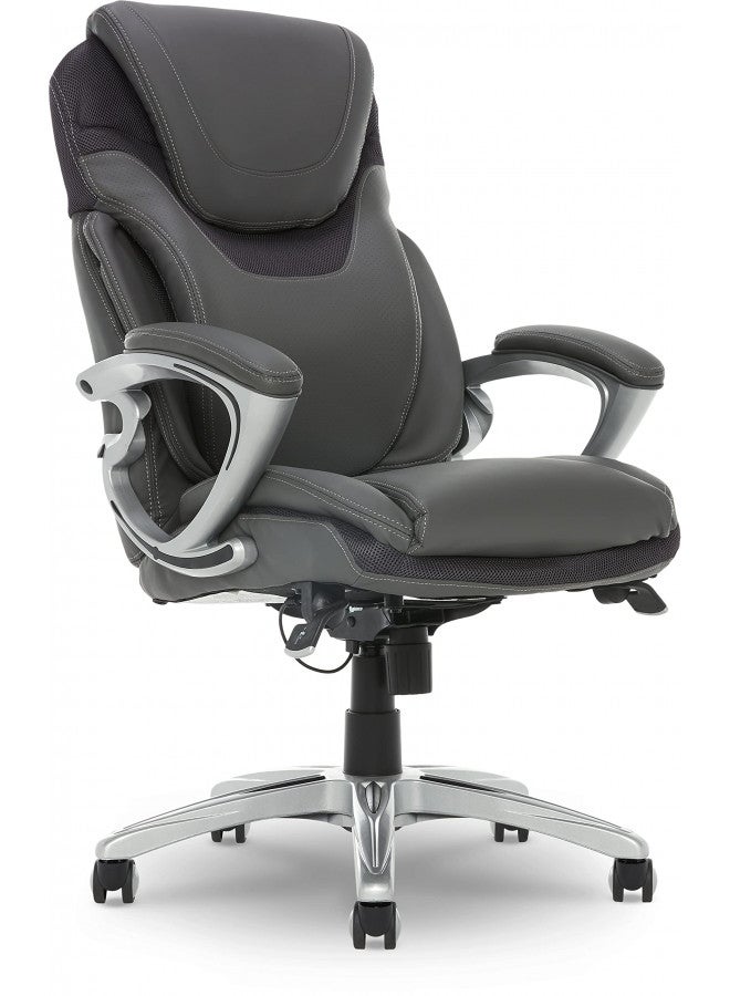 Serta Serta Bryce Executive Office AIR Lumbar Technology Ergonomic Computer Chair with Layered Body Pillows, Bonded Leather, Gray  - Image 1