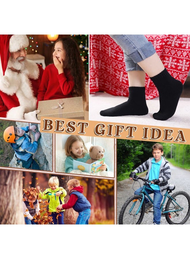 SEEYAN Kids Merino Wool Socks Boys Girls Hiking Boot Winter Thermal Warm Cozy Soft Toddler Thick Crew Socks 6 Pairs, 6 Pairs Solid Color B, 8-12 Years - Image 2