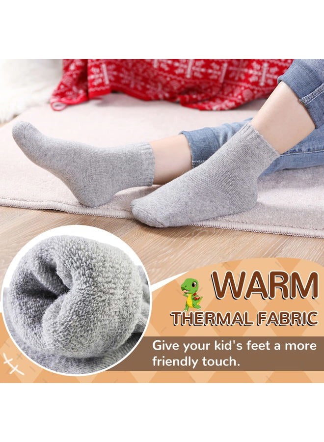 SEEYAN Kids Merino Wool Socks Boys Girls Hiking Boot Winter Thermal Warm Cozy Soft Toddler Thick Crew Socks 6 Pairs, 6 Pairs Solid Color B, 8-12 Years - Image 5