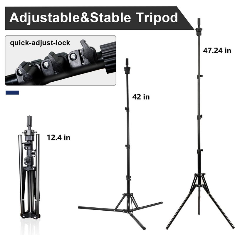 SZCY LLC 23 Inch Canvas Block Wig Head, 47 Inch Wig Stand Tripod with Head, Mannequin Head for Wigs Display with Wig Caps, T C Pins Brush - Image 2