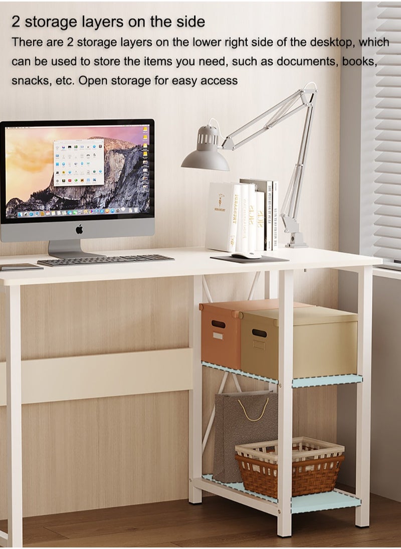 AnneFish 100*50*76cm Office Table Home Office Study Computer Table Work Station Modern Gaming Desk Writing Laptop Table With 2 Storage Shelves For Bedroom and Office  - Image 3