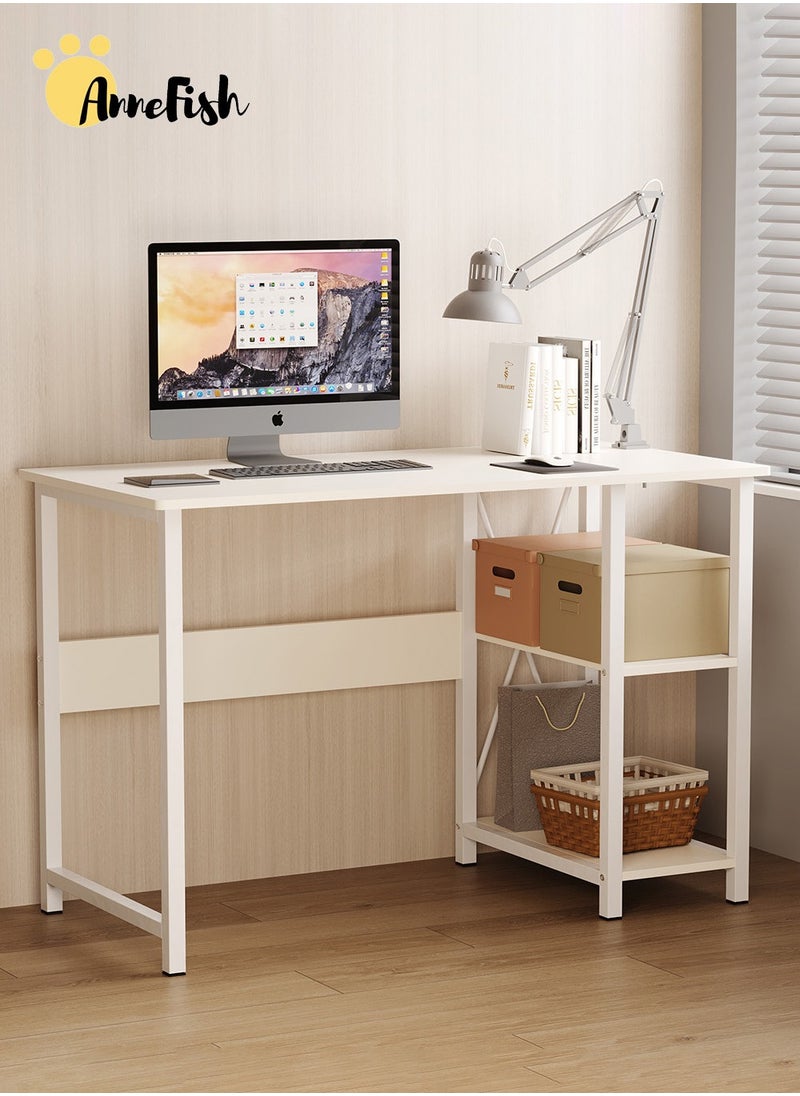 AnneFish 100*50*76cm Office Table Home Office Study Computer Table Work Station Modern Gaming Desk Writing Laptop Table With 2 Storage Shelves For Bedroom and Office  - Image 1