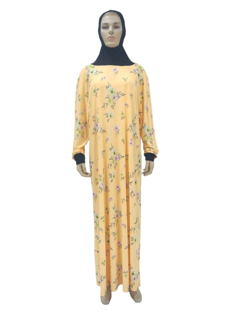 Dee's Fashion Women's printed Prayer Gown, Full Length Modest Islamic Robe, Long Sleeves, Comfortable and Elegant  - Image 3