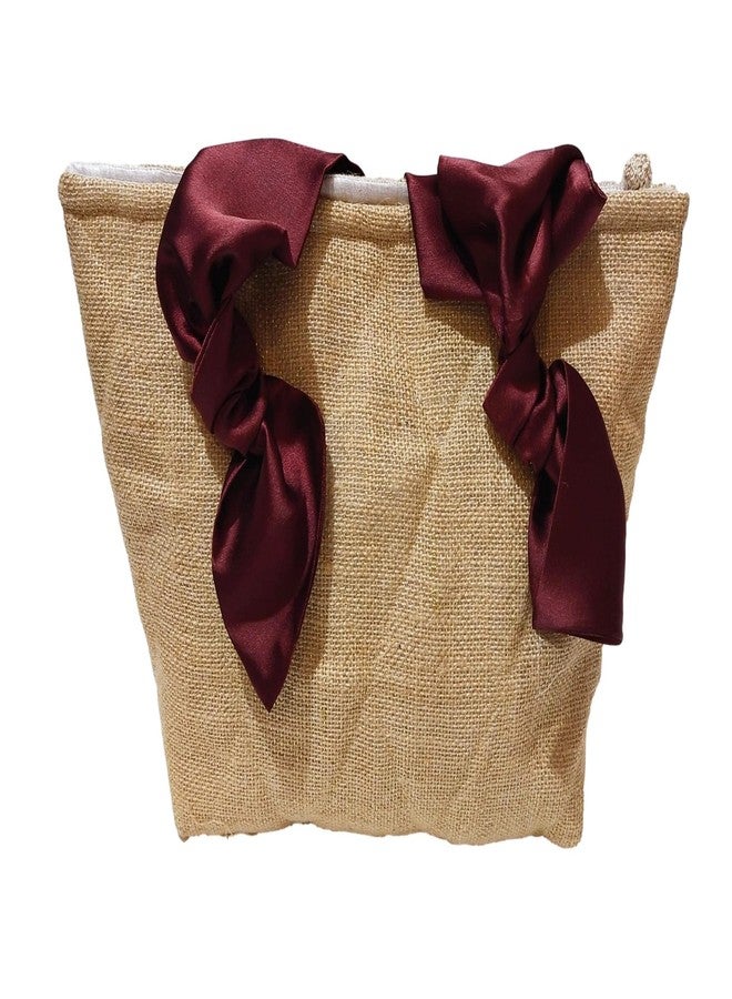 ATHZ handbags wooden handles Potli Bags with Handcrafted Bow Detail hand carry artistic wristlets bags for women (Brown, Red Wine) - Image 5