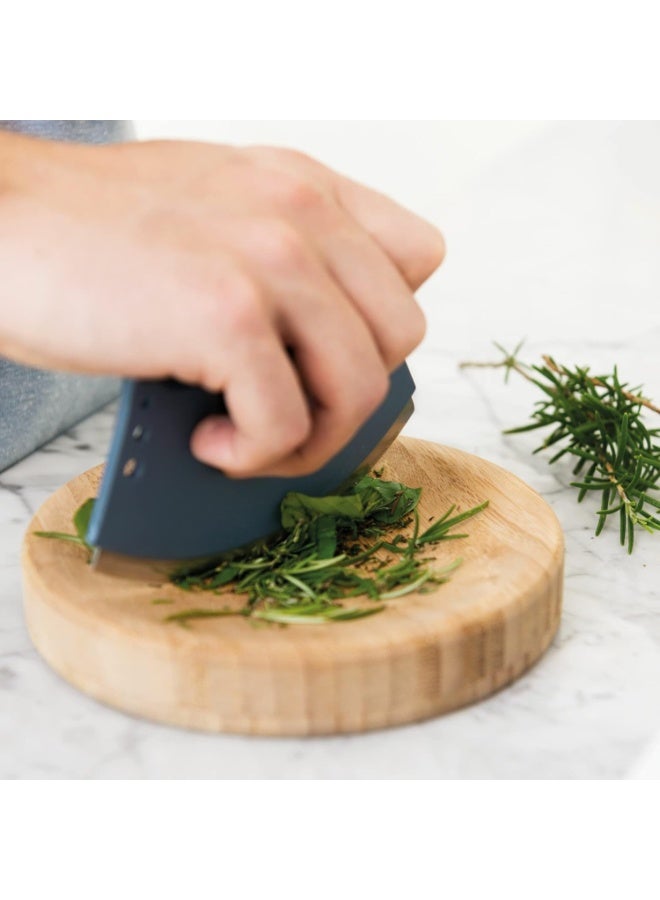 Berghoff Leo Stainless Steel Herb Cutter With Cutting Wood Bowl Blue - Image 5