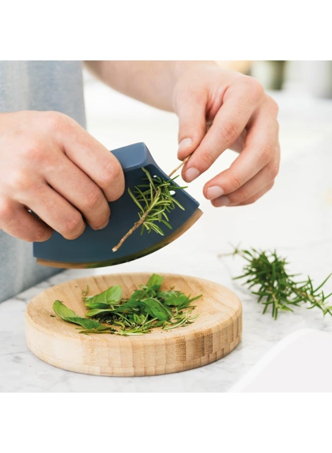 Berghoff Leo Stainless Steel Herb Cutter With Cutting Wood Bowl Blue - Image 4