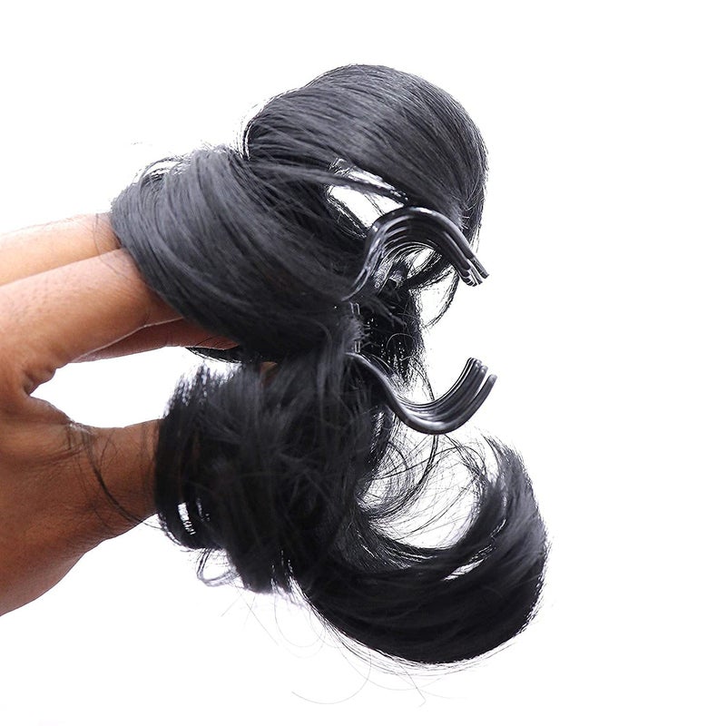 HOC Artificial Juda Hair Bun With Clutcher Hair Accessories Hair Extension & Hair Wigs Hair Juda For Women & Girls, Black - 1pc - Image 4
